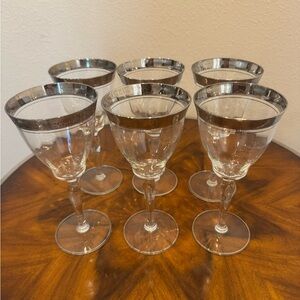 Elegant Glastonbury Rambler Rose Platinum Rim Wine Glass Set of 6